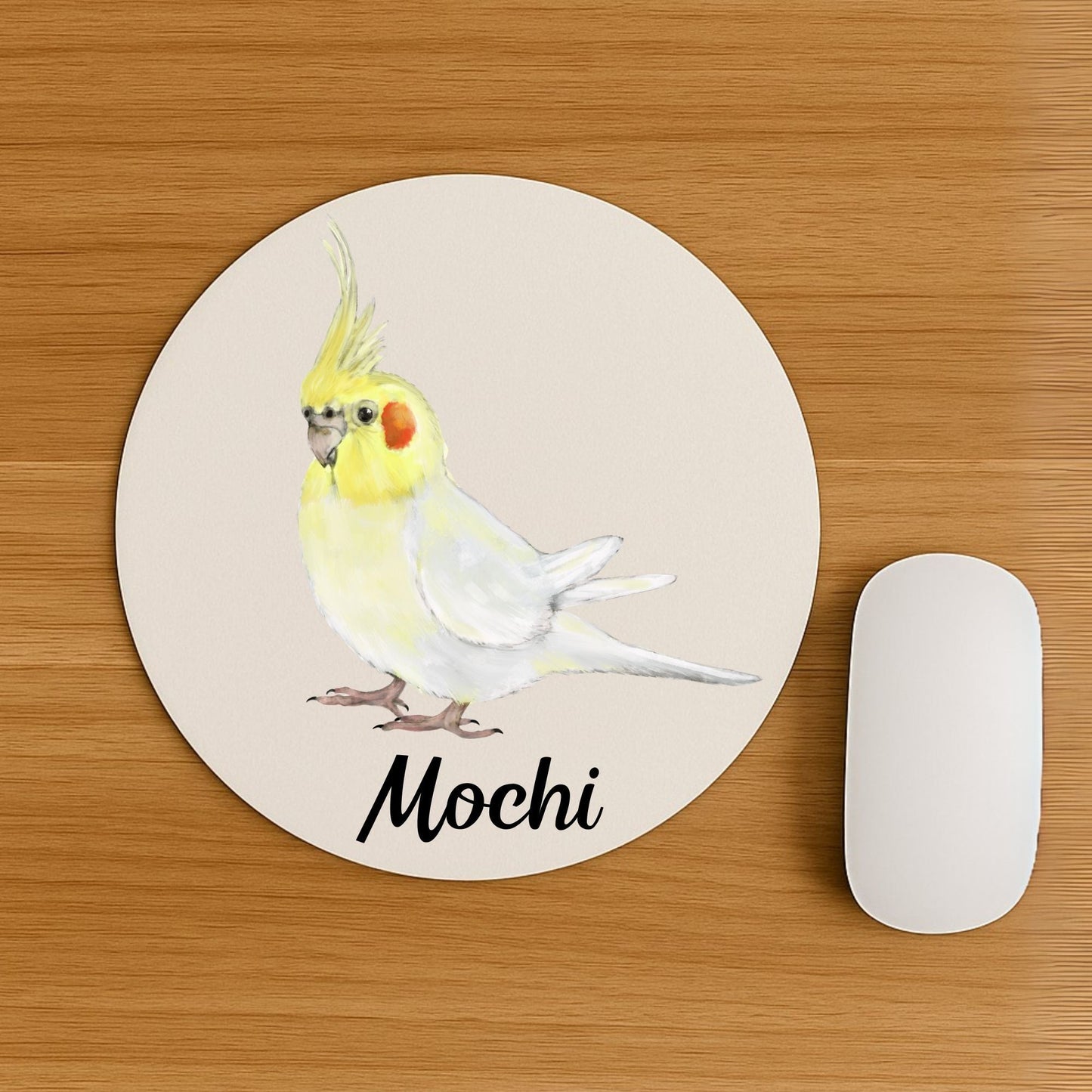 Lutino Cockatiel Mousepad - MerikaArt