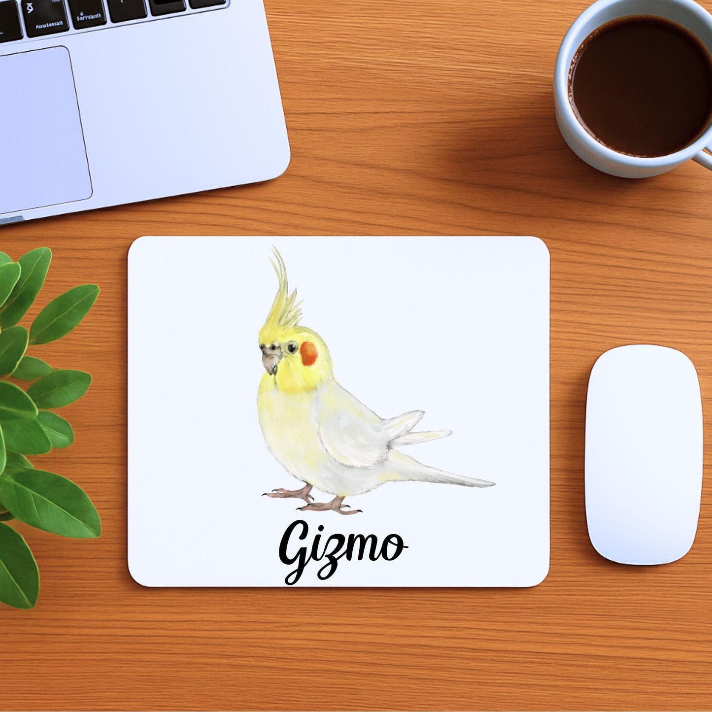 Lutino Cockatiel Mousepad - MerikaArt