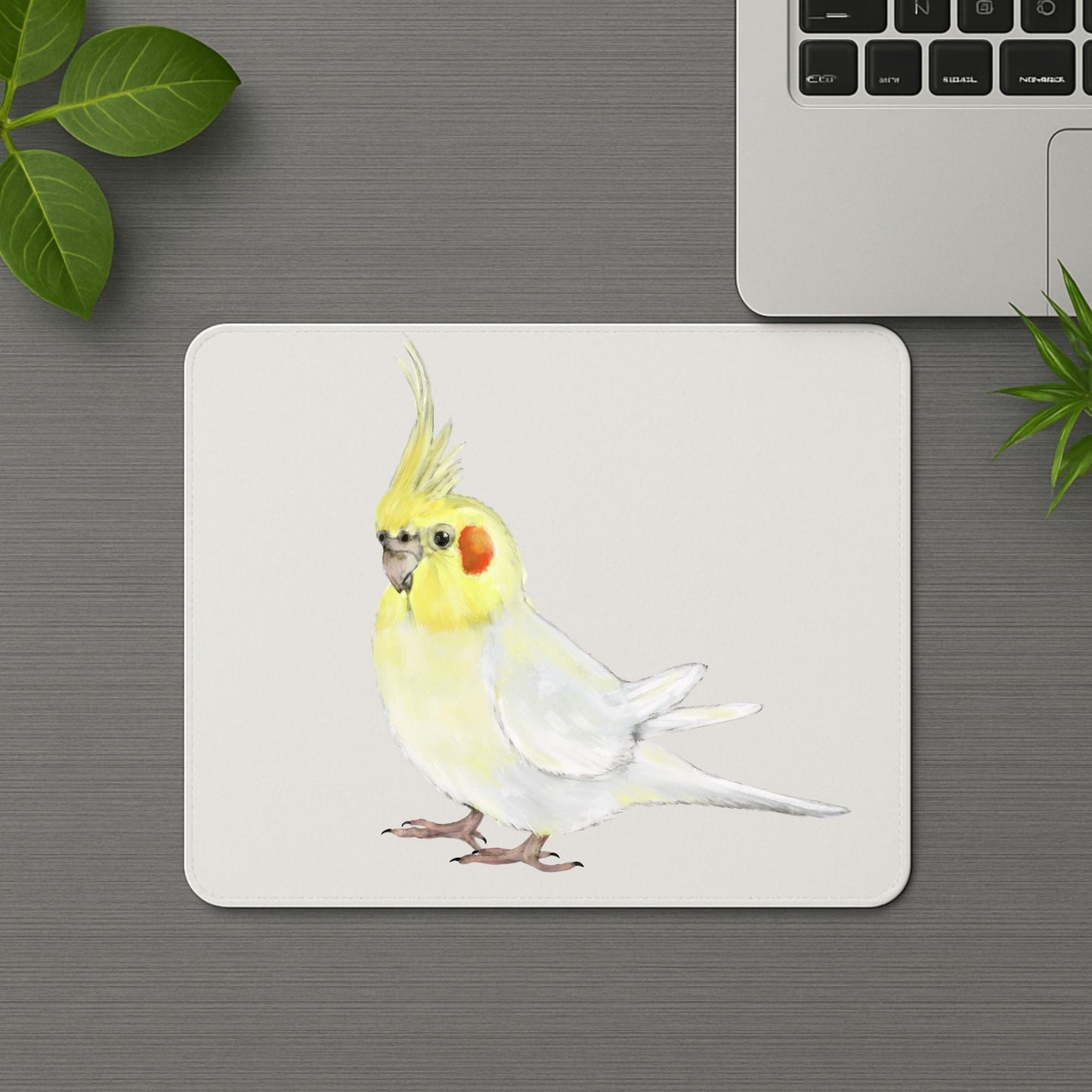 Lutino Cockatiel Mousepad - MerikaArt
