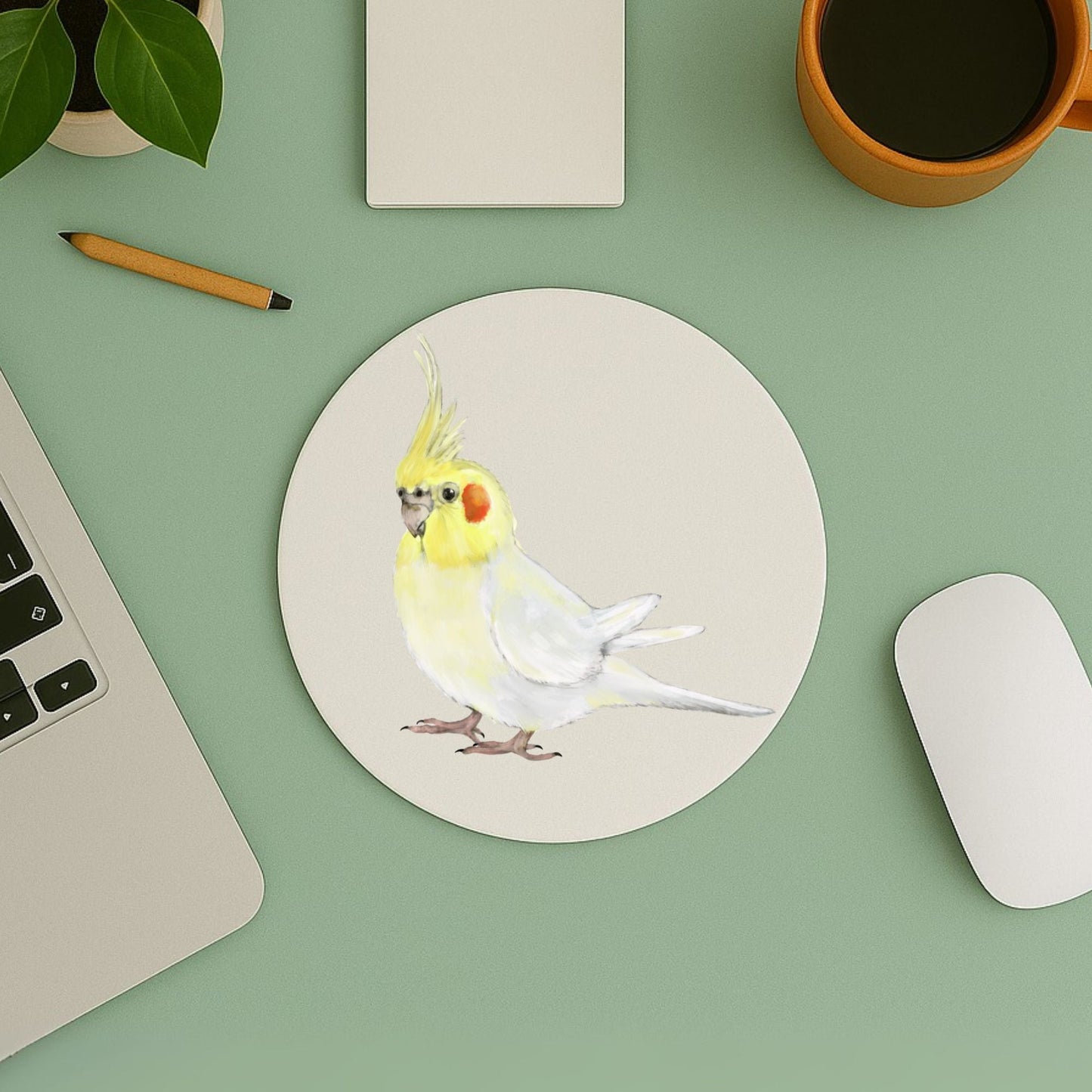 Lutino Cockatiel Mousepad - MerikaArt