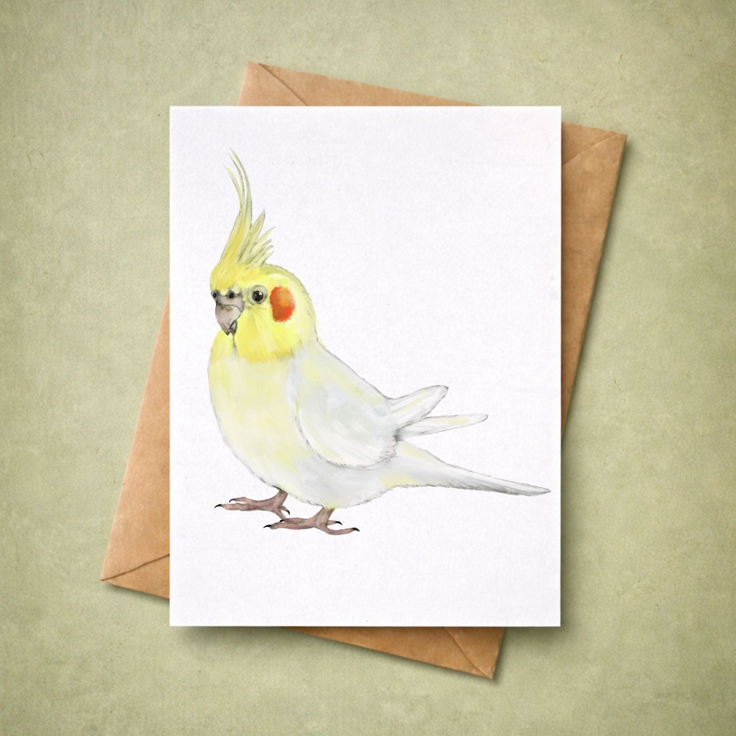 Lutino Cockatiel Postcard - MerikaArt