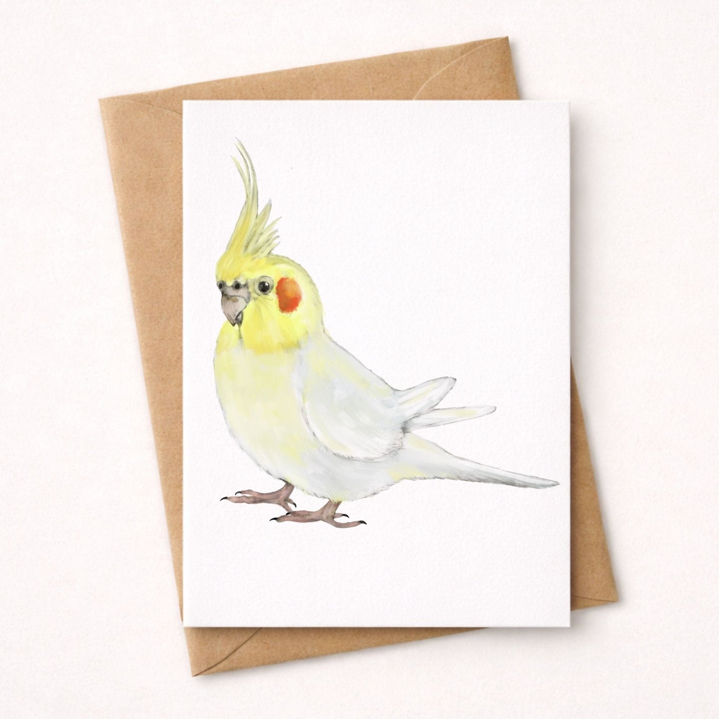 Lutino Cockatiel Postcard - MerikaArt