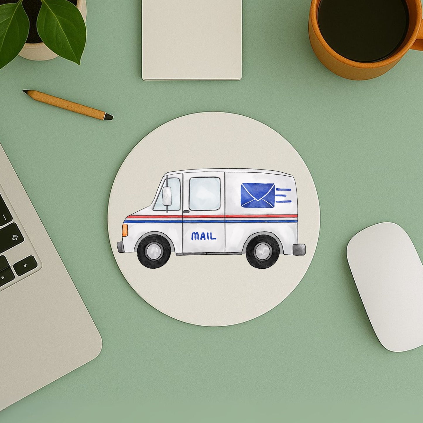 Mail Delivery Van Mousepad - MerikaArt