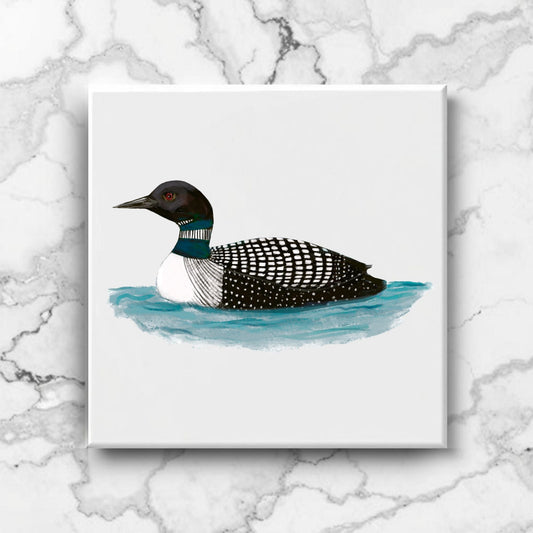 Majestic Loon on Water Ceramic Tile - MerikaArt