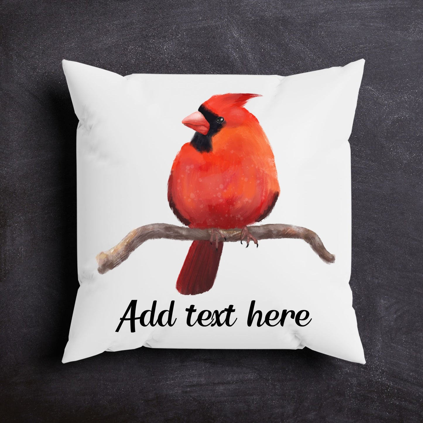 Male Cardinal Bird Pillow - MerikaArt