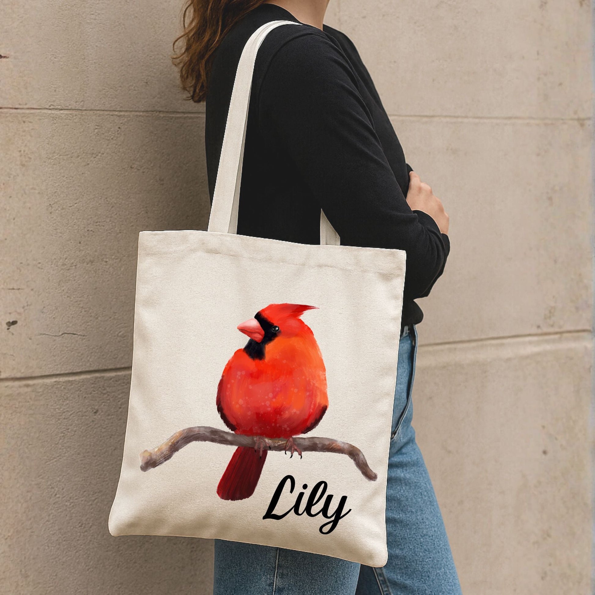 Male Cardinal Canvas Tote Bag - MerikaArt