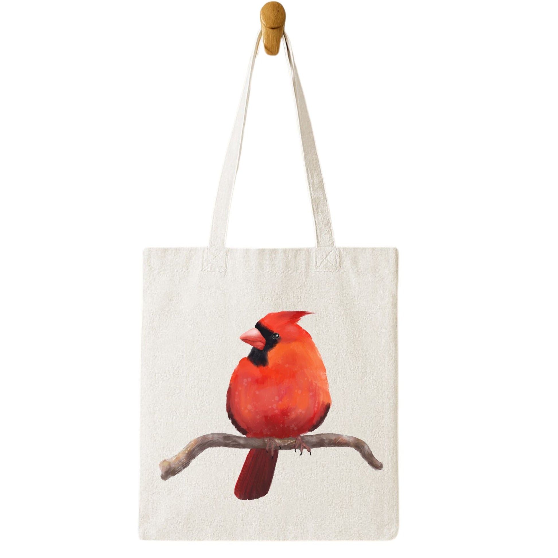 Male Cardinal Canvas Tote Bag - MerikaArt