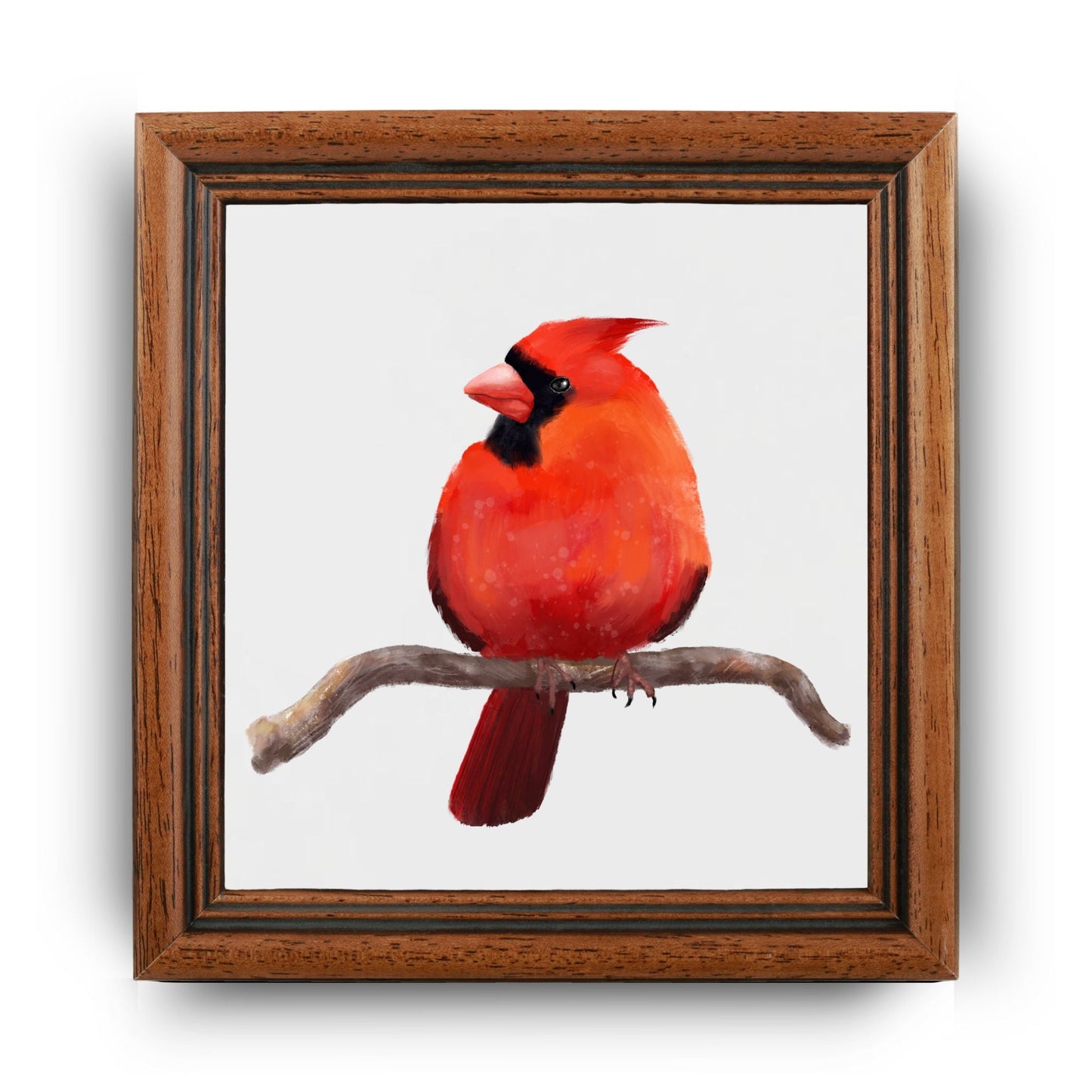 Male Northern Cardinal Ceramic Tile - MerikaArt