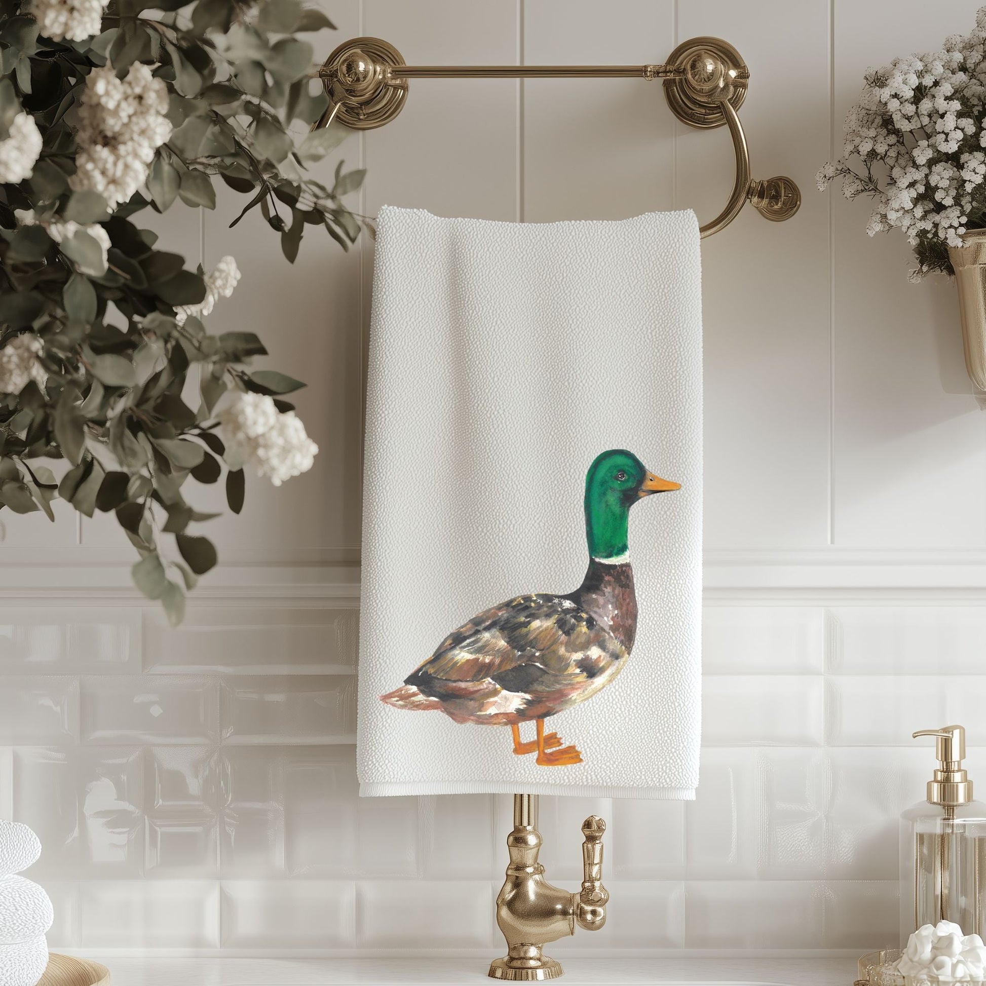 Mallard Duck Bathroom Towel - MerikaArt