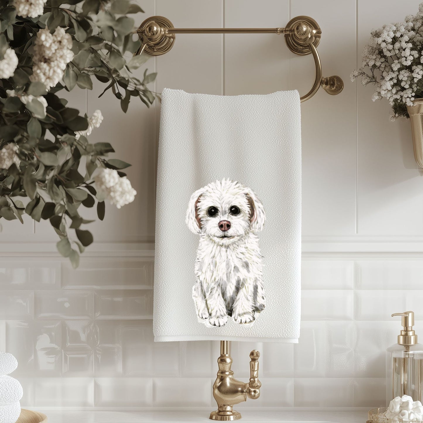 Maltese Dog Bathroom Towel - MerikaArt