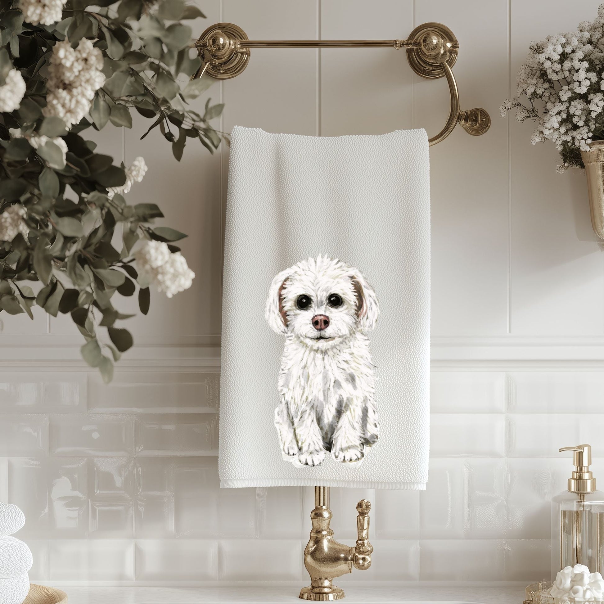 Maltese Dog Bathroom Towel - MerikaArt