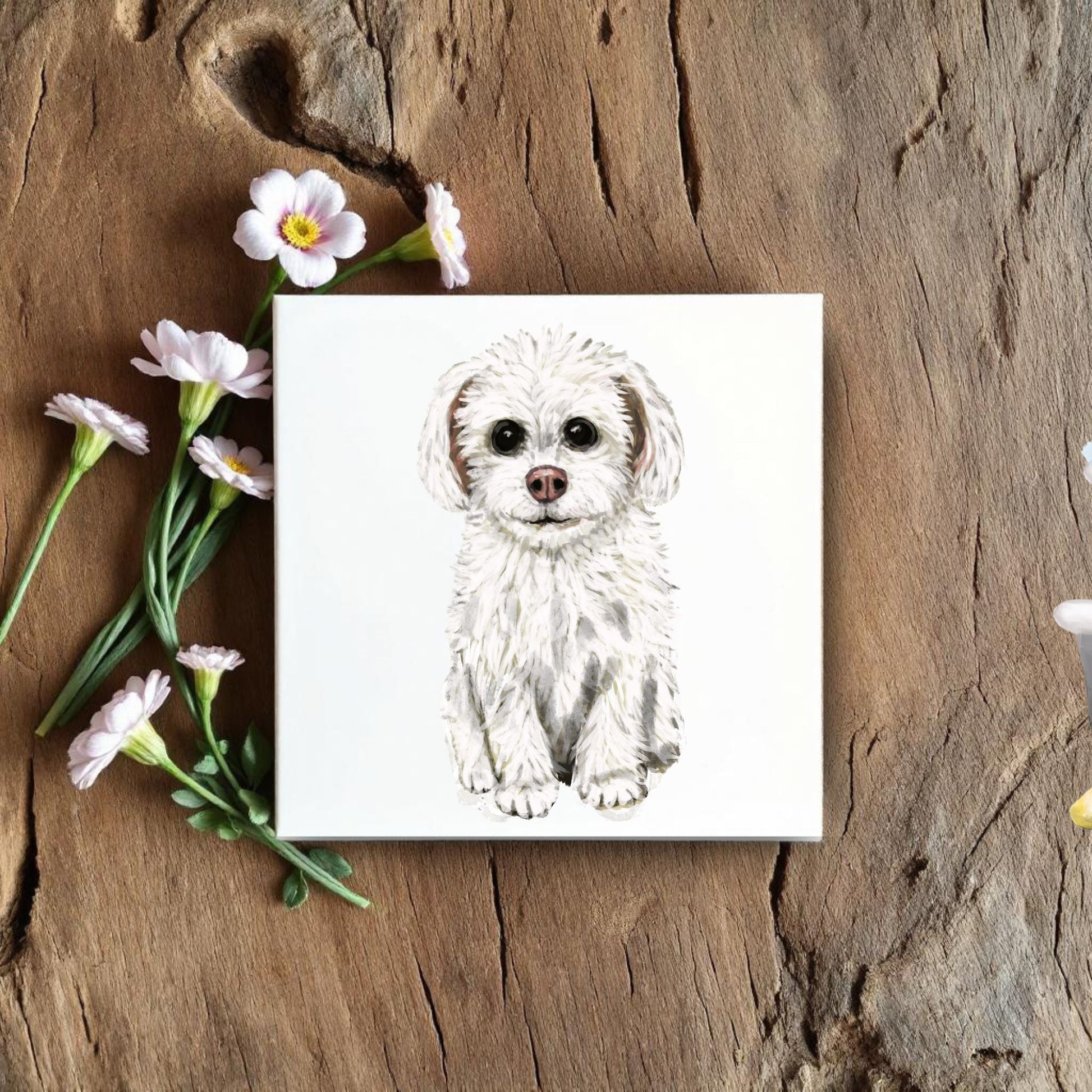 Maltese Dog Ceramic Tile - MerikaArt