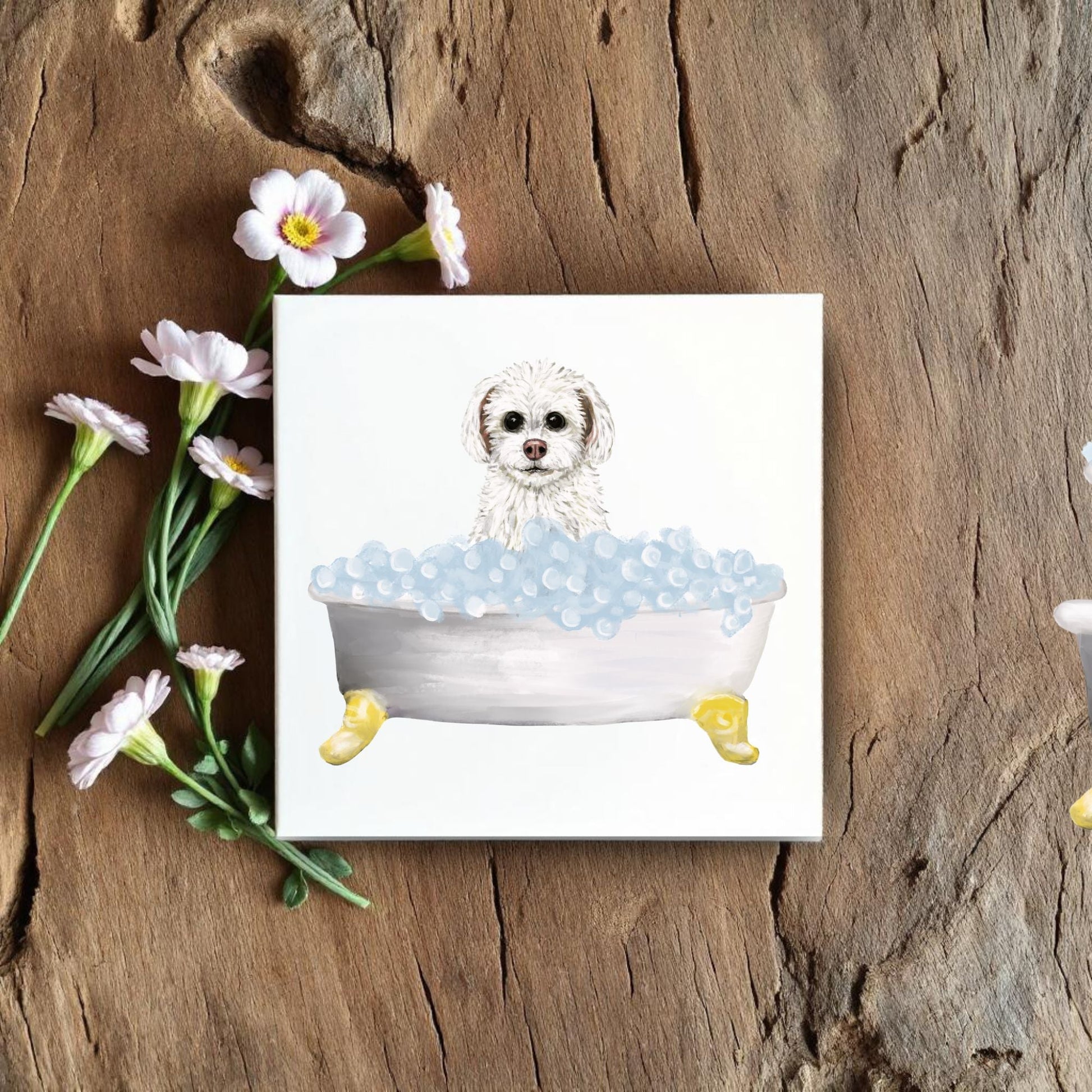 Maltese Dog Ceramic Tile - MerikaArt