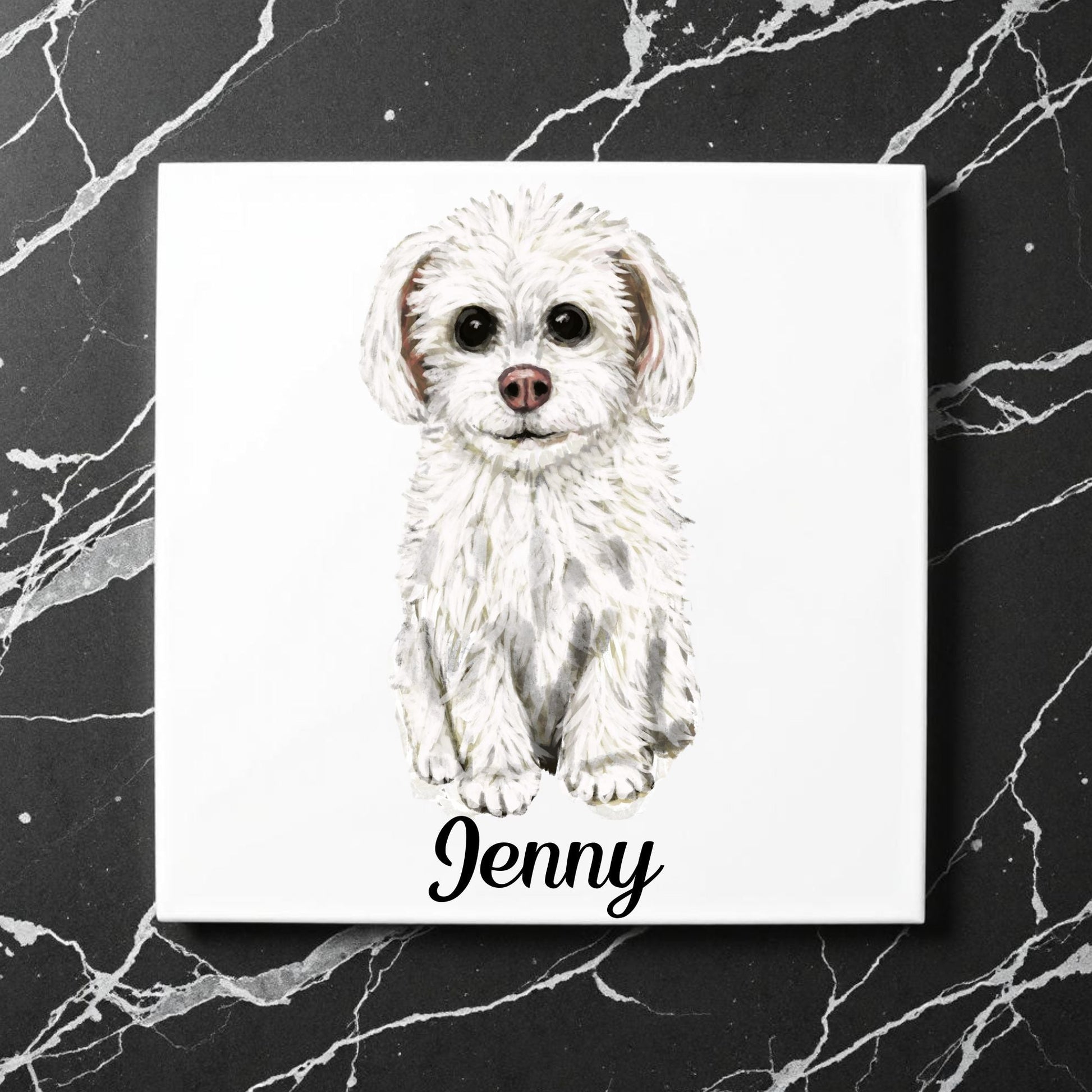 Maltese Dog Ceramic Tile - MerikaArt