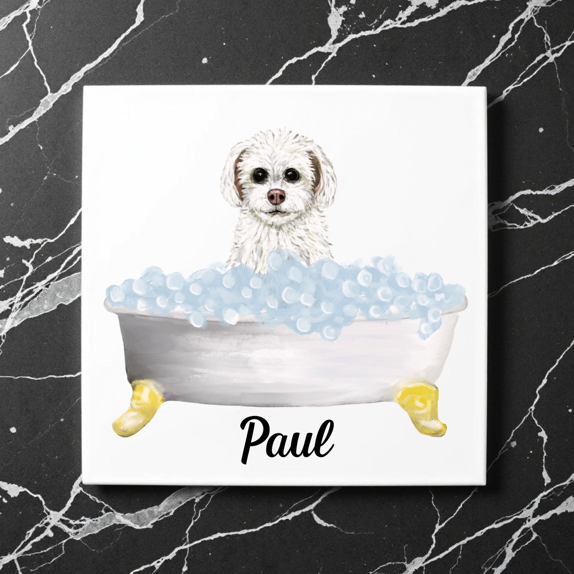 Maltese Dog Ceramic Tile - MerikaArt