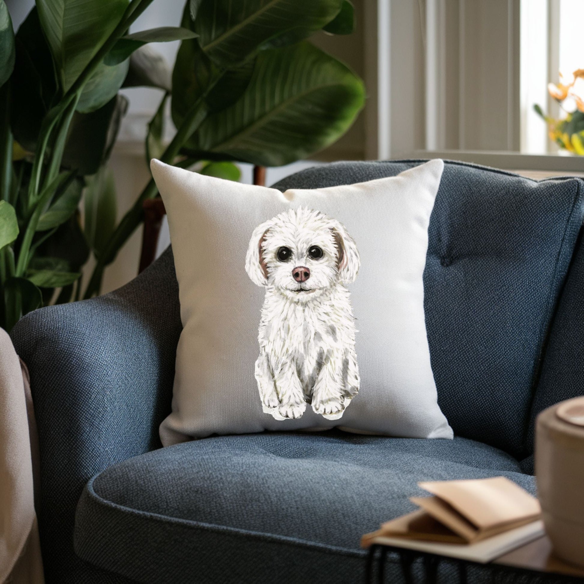 Maltese Dog Pillow - MerikaArt