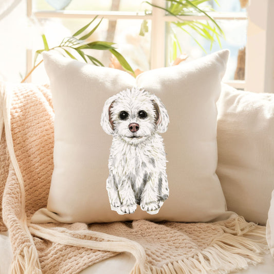 Maltese Dog Pillow - MerikaArt