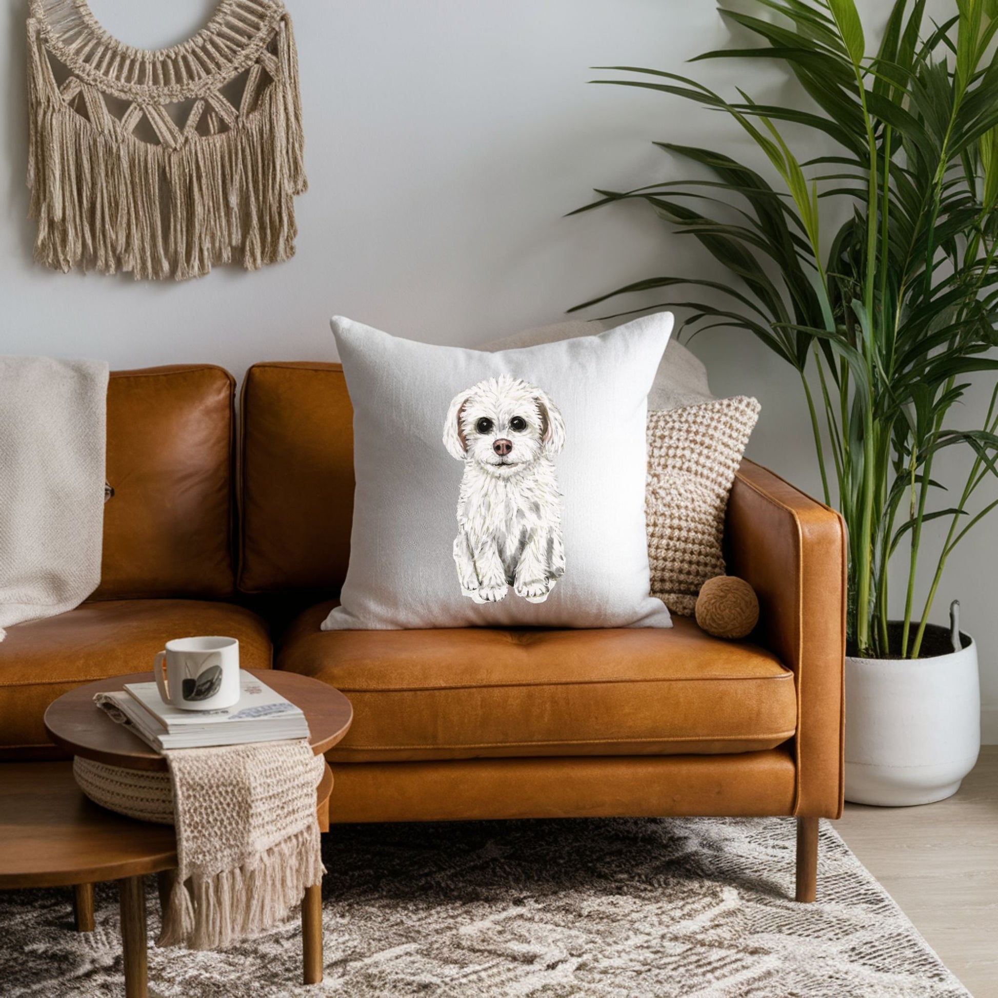 Maltese Dog Pillow - MerikaArt