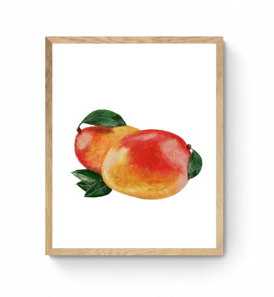 Mango Art Print, Mango Wall Art, Kitchen Wall Hanging, Dining Room Decor, Tropical Fruit Painting, Fruit Illustration, Farmhouse Wall Decor - MerikaArt