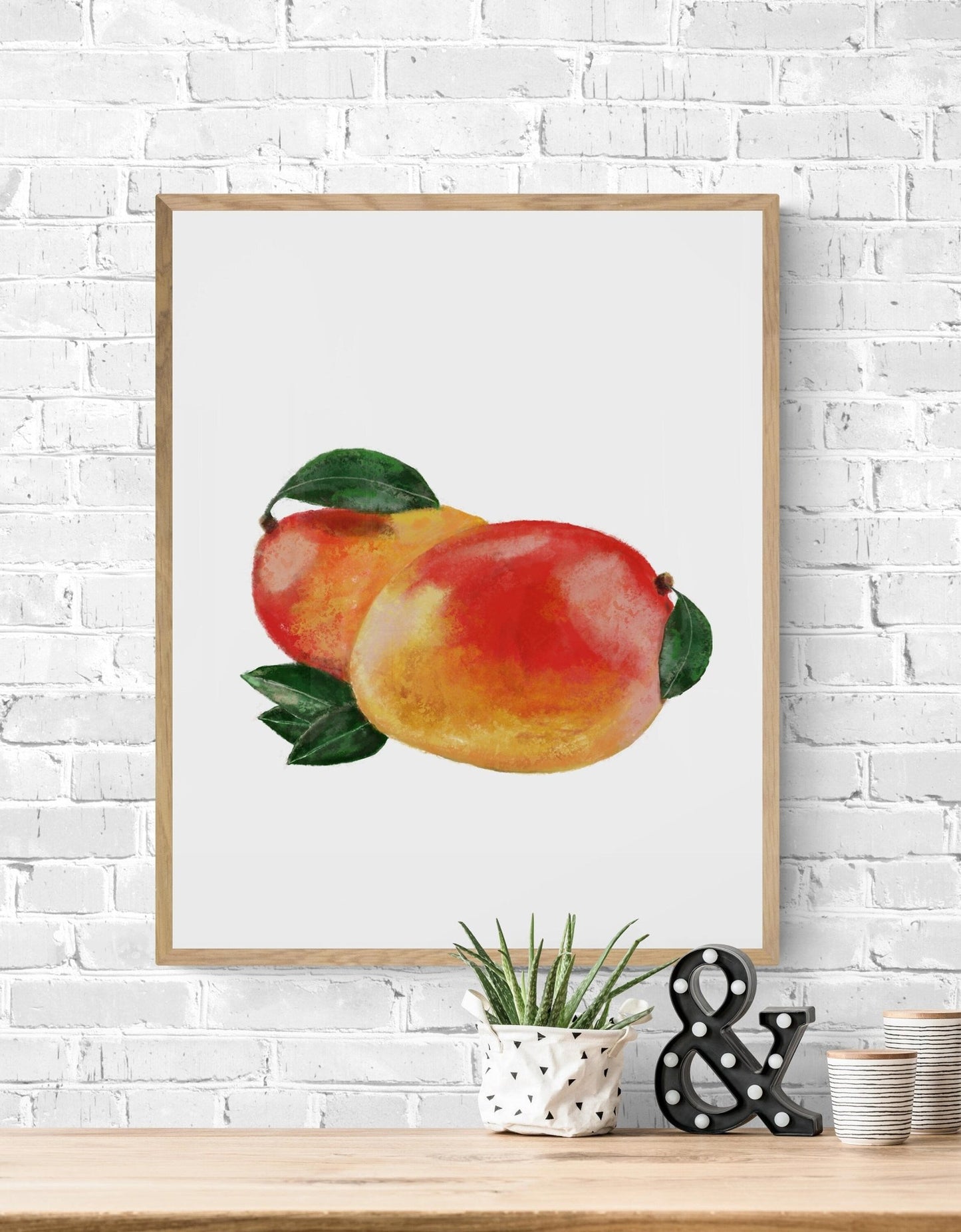 Mango Art Print, Mango Wall Art, Kitchen Wall Hanging, Dining Room Decor, Tropical Fruit Painting, Fruit Illustration, Farmhouse Wall Decor - MerikaArt