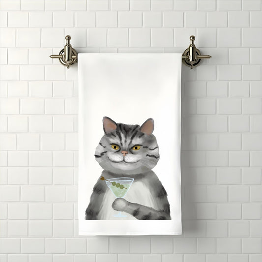 Martini Cat Bathroom Towel - MerikaArt