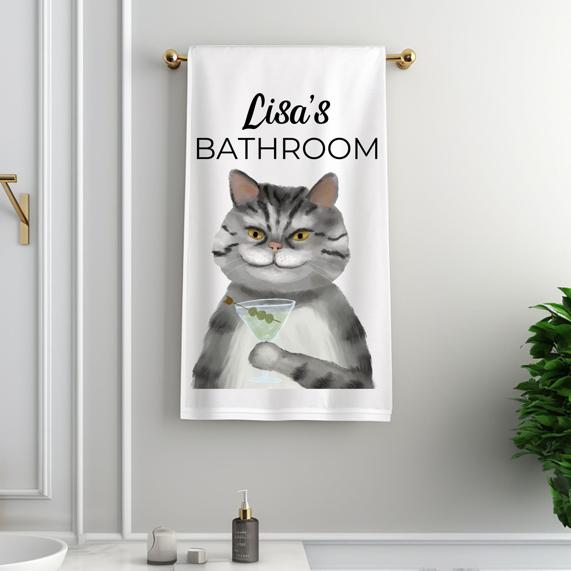 Martini Cat Bathroom Towel - MerikaArt