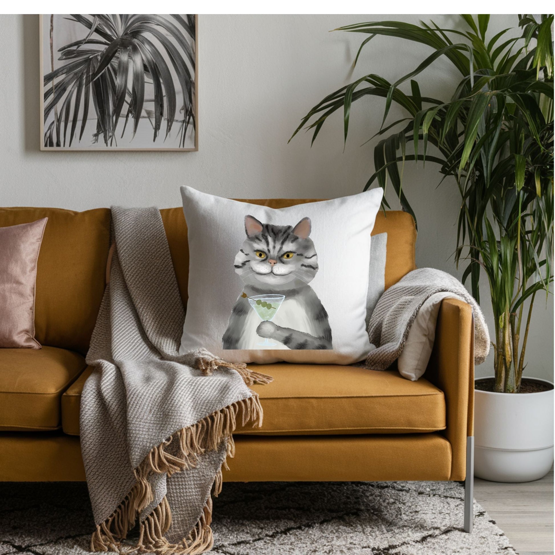Martini Cat Pillow - MerikaArt