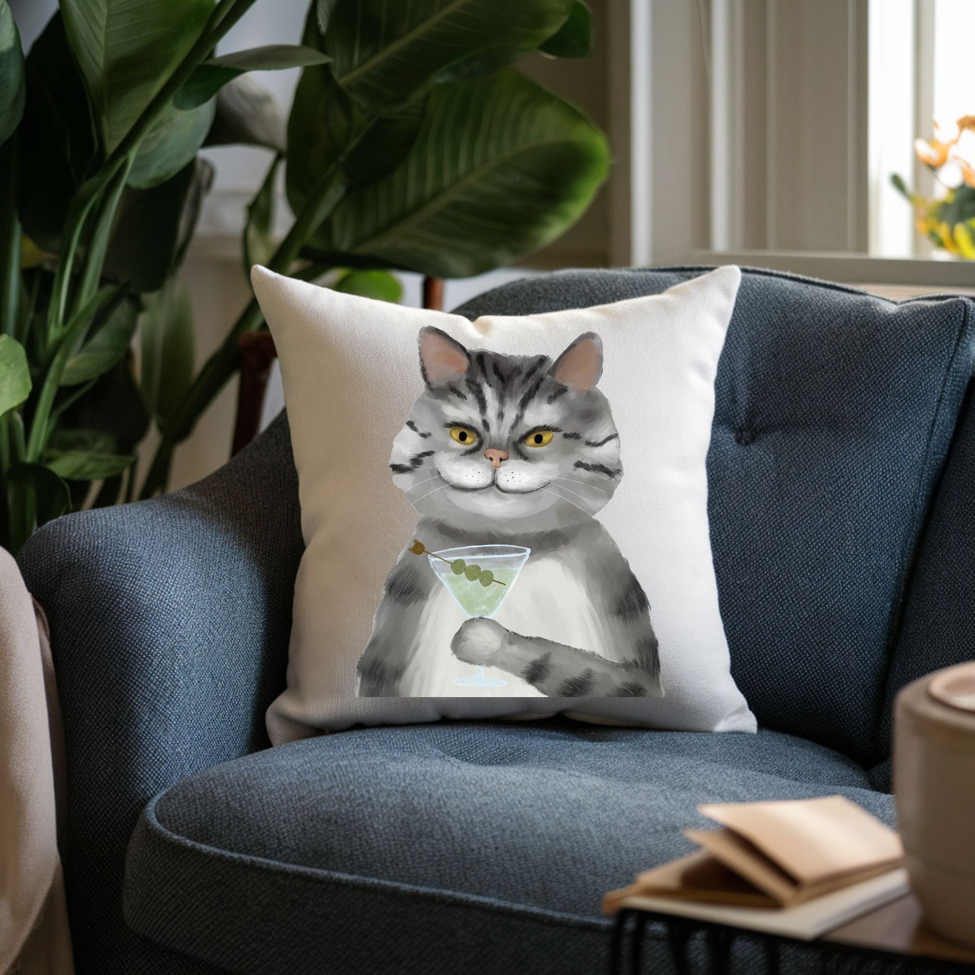 Martini Cat Pillow - MerikaArt