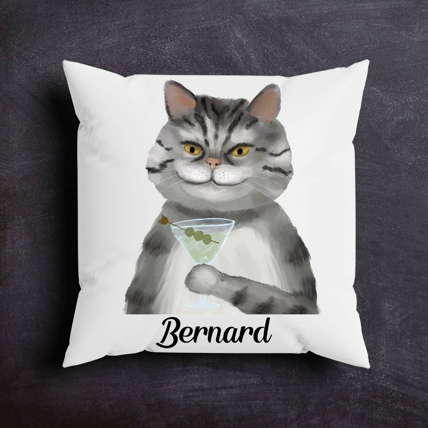 Martini Cat Pillow - MerikaArt