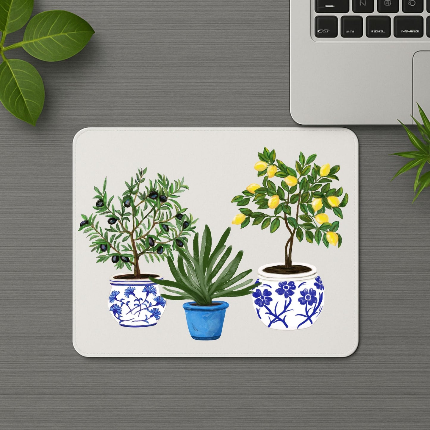 Mediterranean Plants Mousepad - MerikaArt