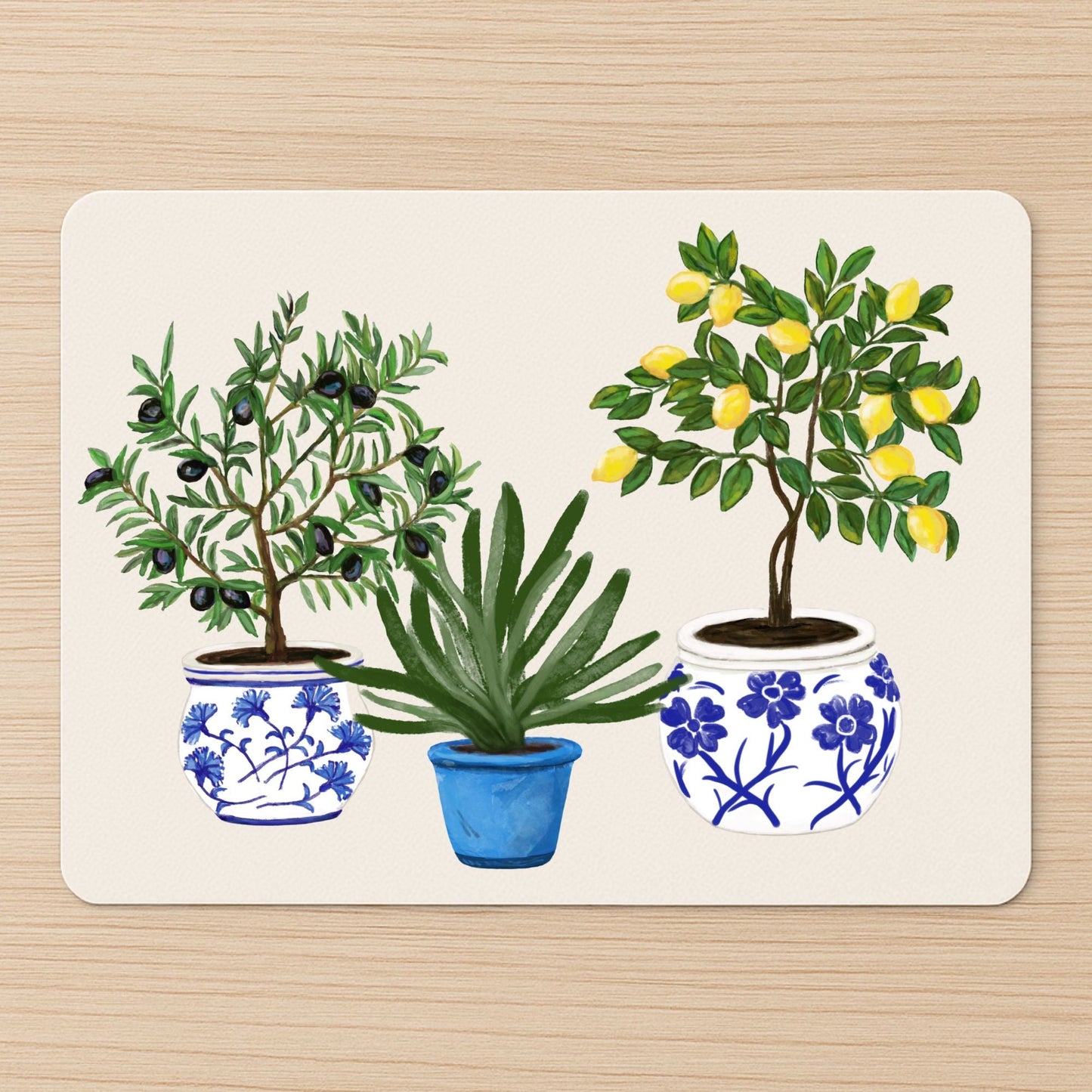 Mediterranean Plants Mousepad - MerikaArt