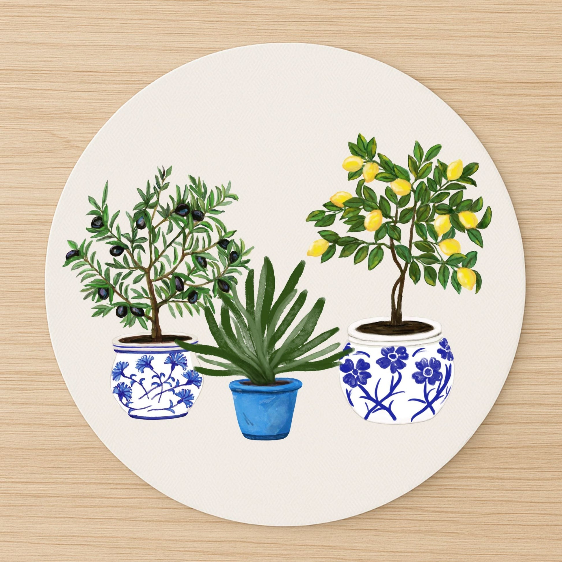 Mediterranean Plants Mousepad - MerikaArt