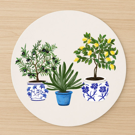 Mediterranean Plants Mousepad - MerikaArt