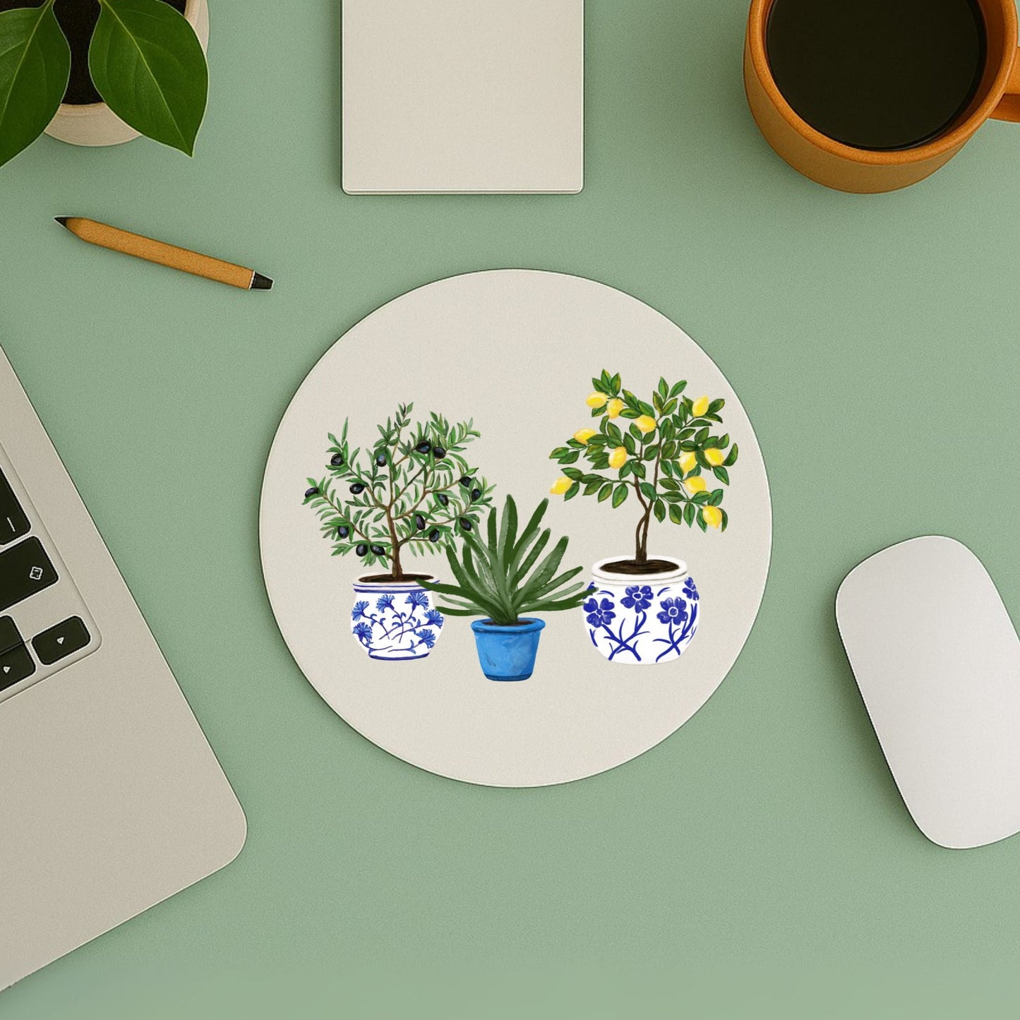 Mediterranean Plants Mousepad - MerikaArt