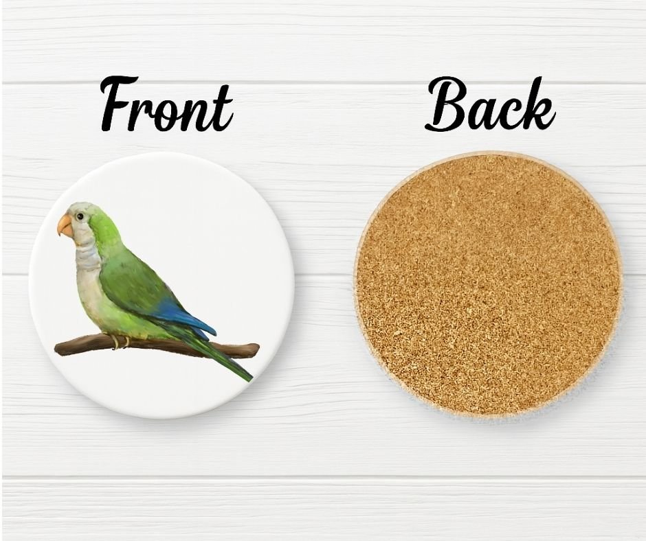 Monk Parakeet Ceramic Coaster - MerikaArt