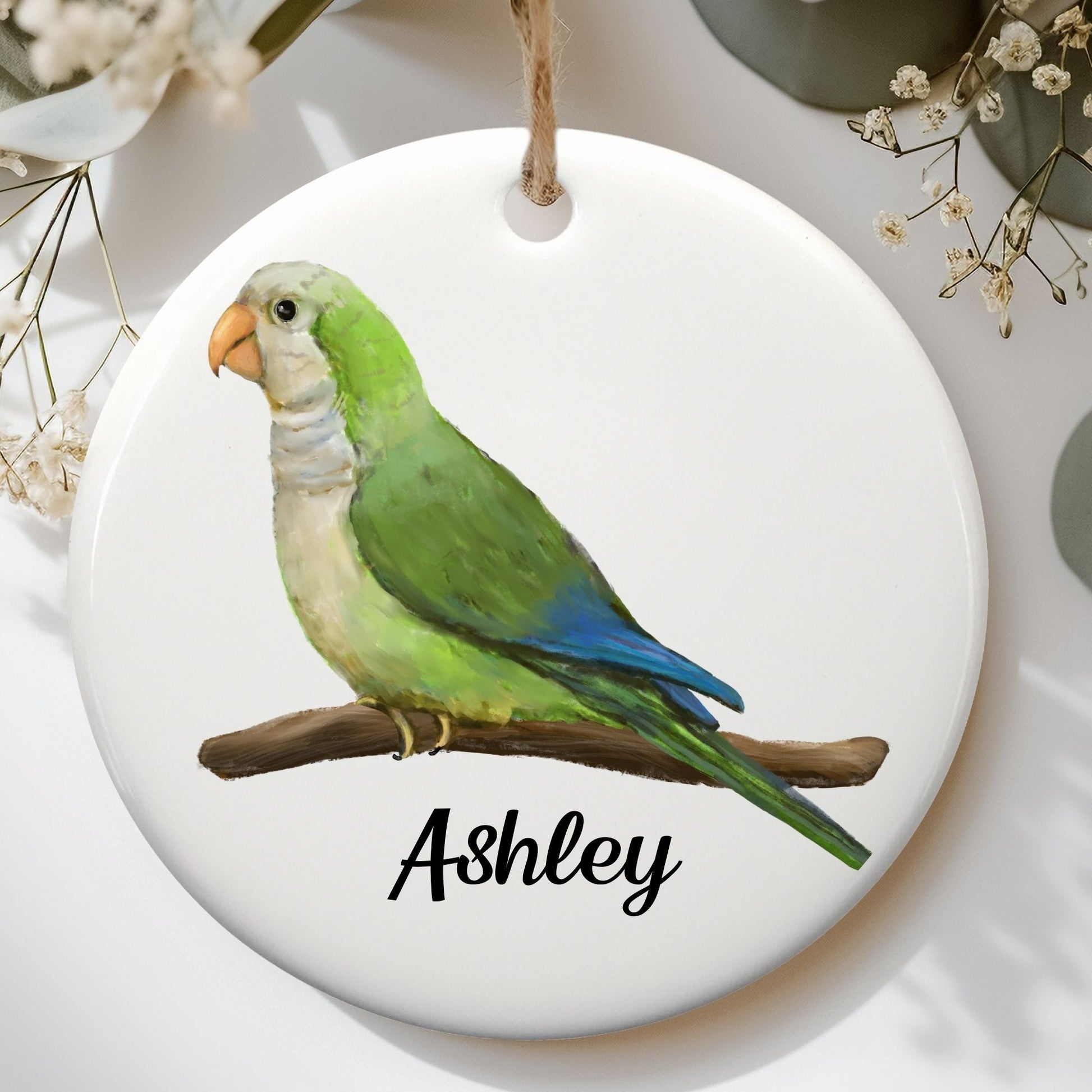 Monk Parakeet Ceramic Ornament - MerikaArt
