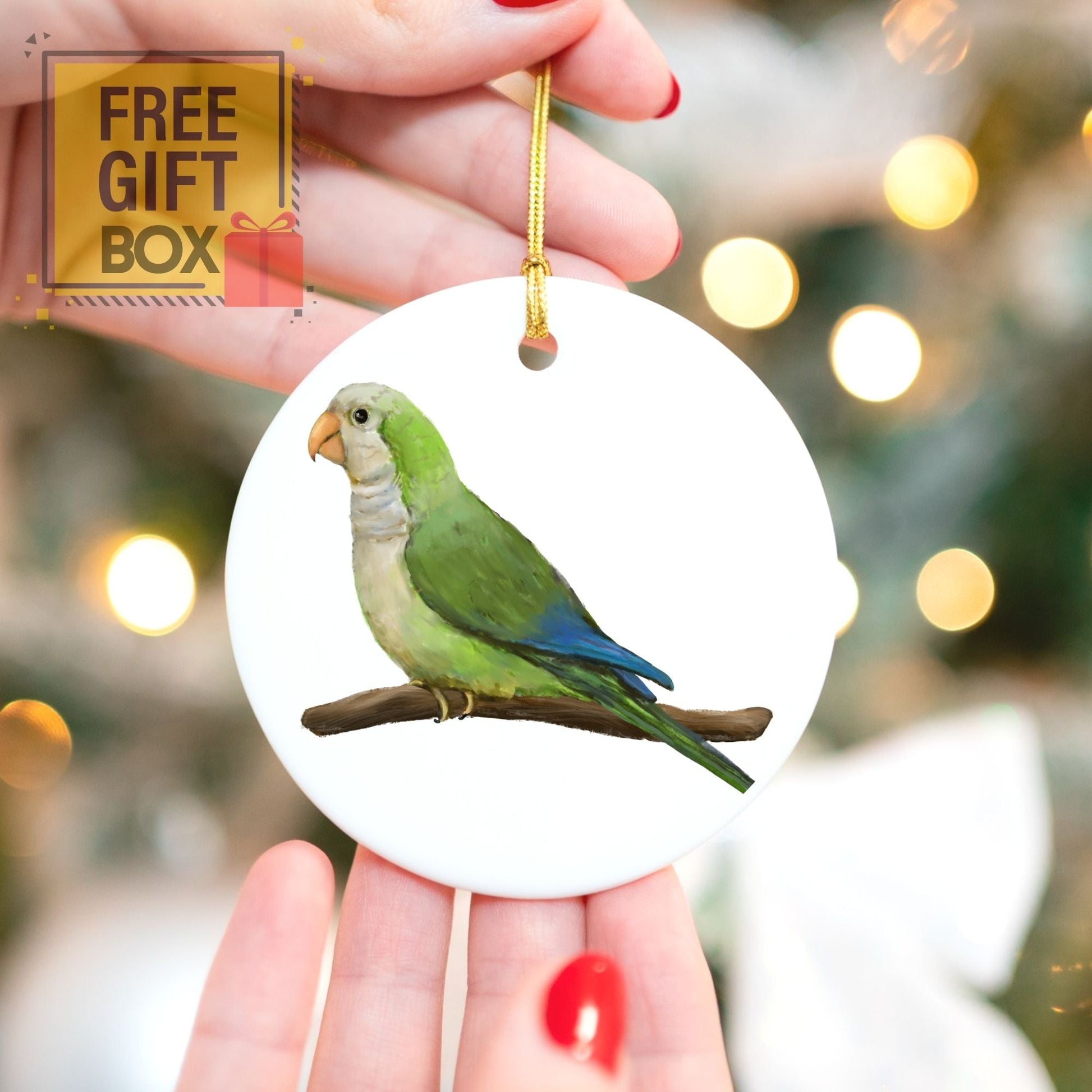 Monk Parakeet Ceramic Ornament - MerikaArt