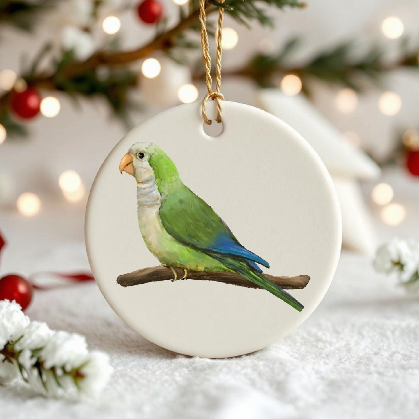 Monk Parakeet Ceramic Ornament - MerikaArt