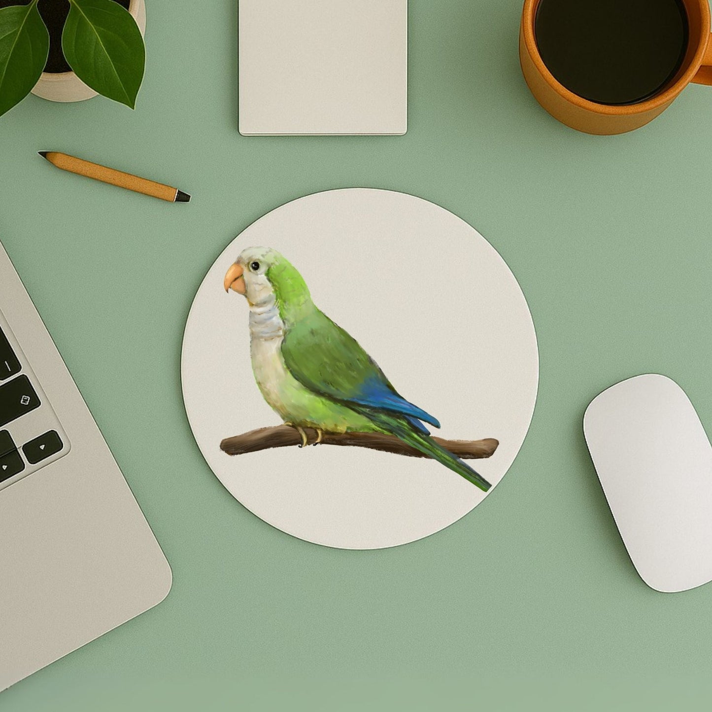 Monk Parakeet Mousepad - MerikaArt