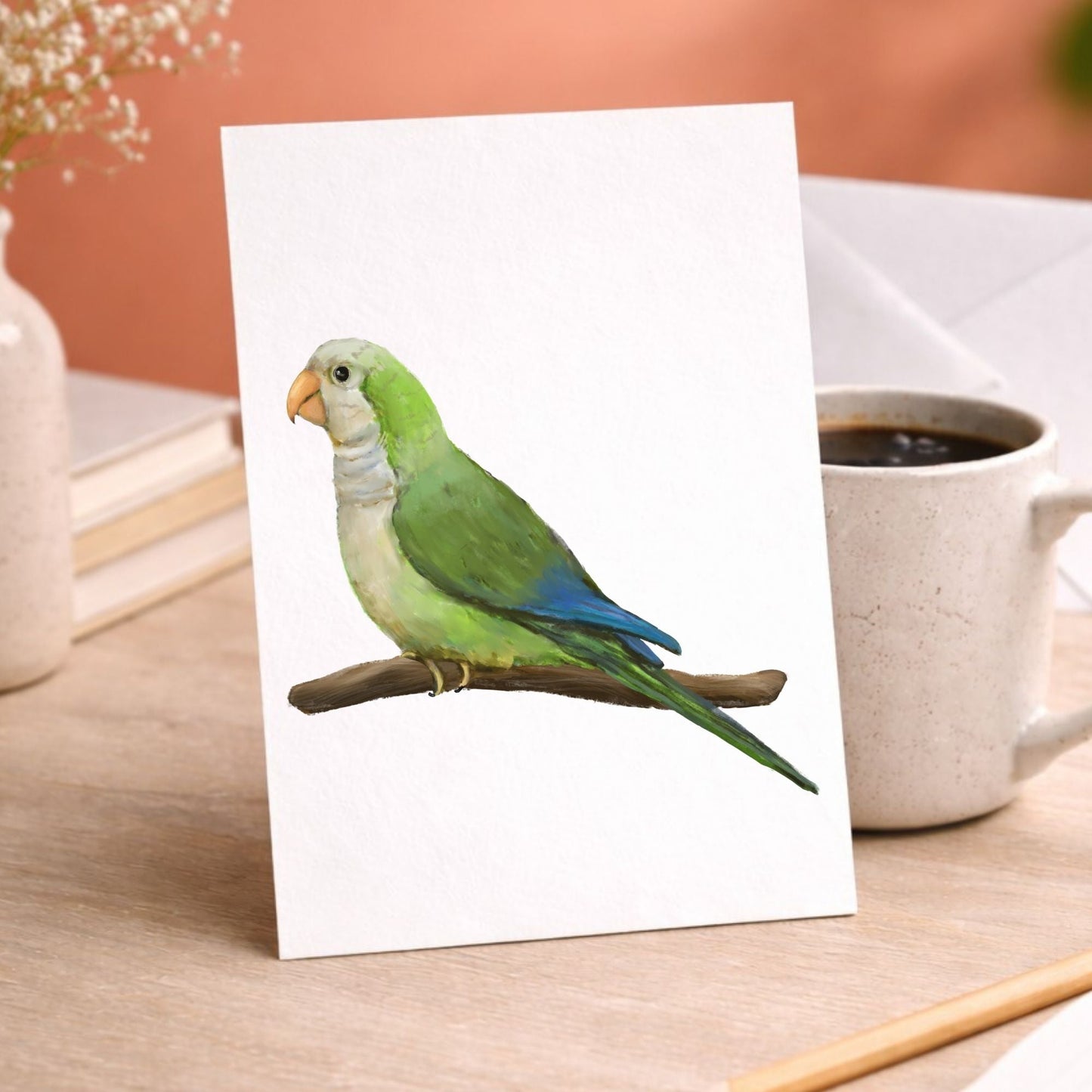 Monk Parakeet Postcard - MerikaArt