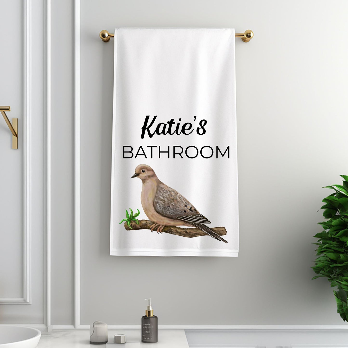 Mourning Dove Bathroom Towel - MerikaArt