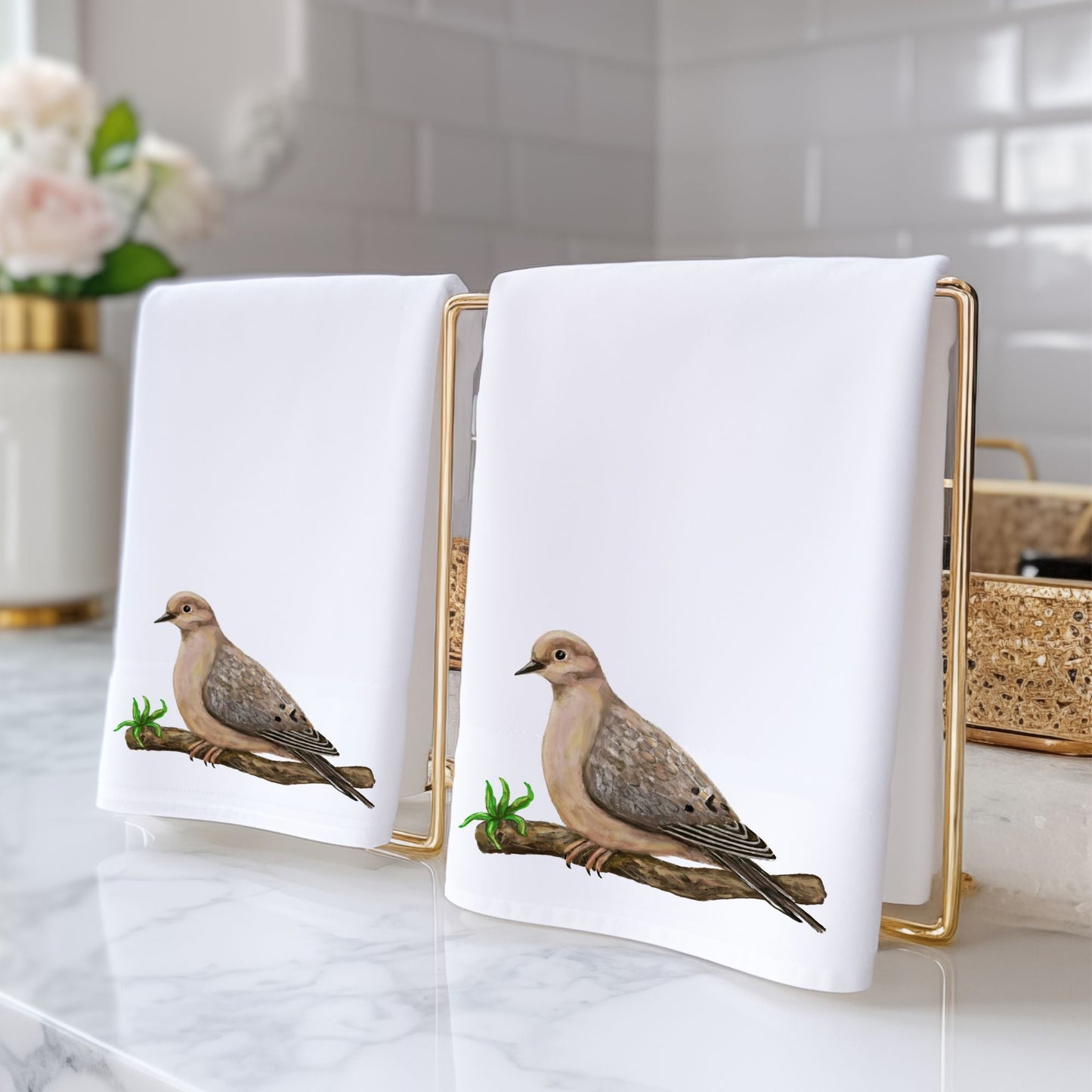 Mourning Dove Bathroom Towel - MerikaArt