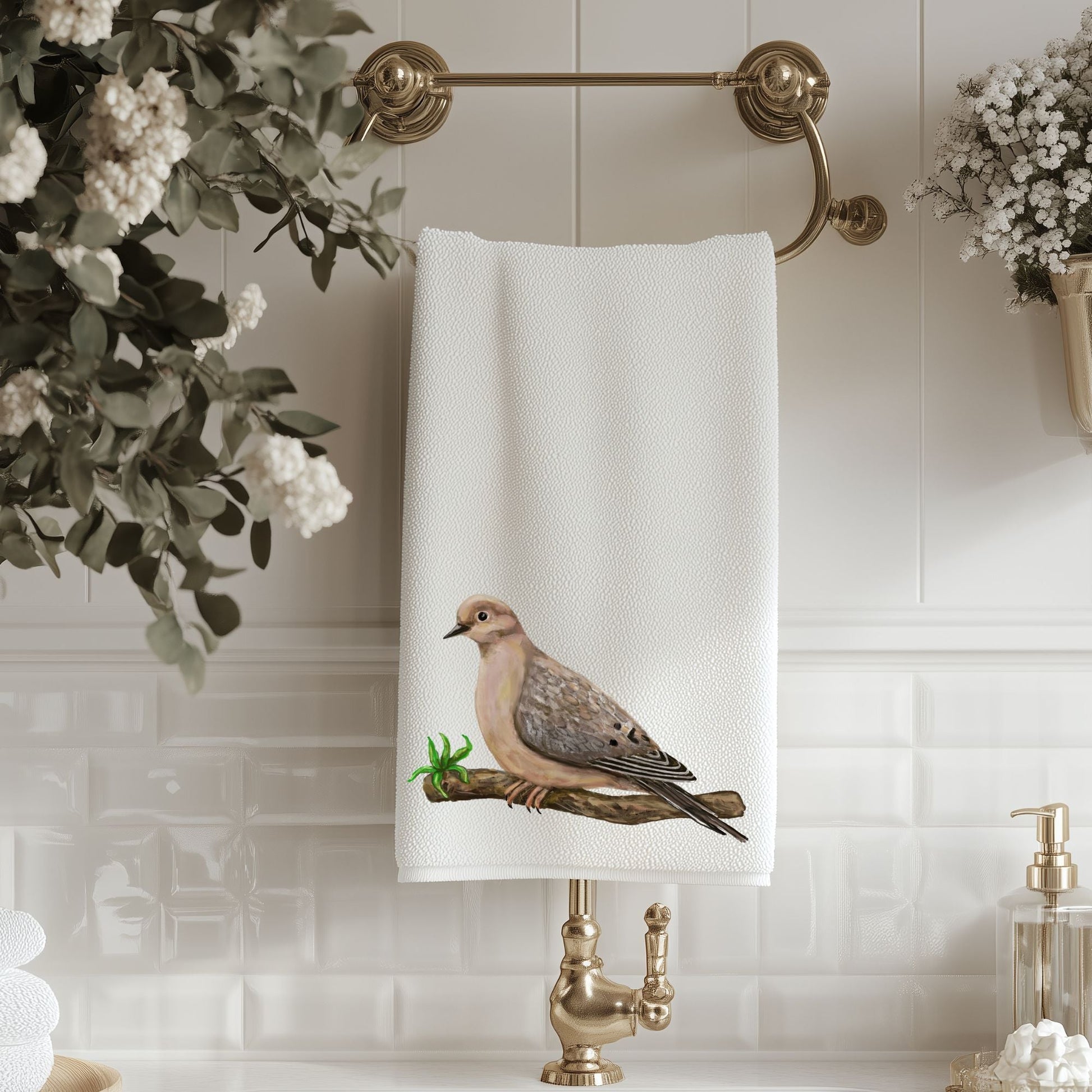 Mourning Dove Bathroom Towel - MerikaArt