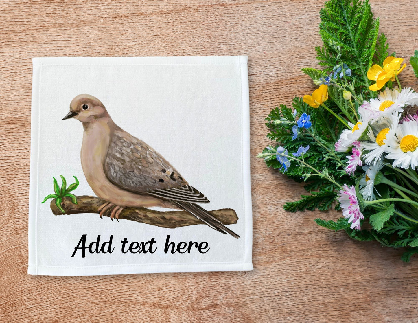 Mourning Dove Bird Washcloth - MerikaArt