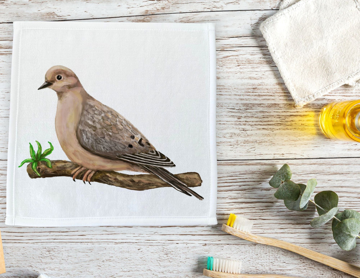 Mourning Dove Bird Washcloth - MerikaArt