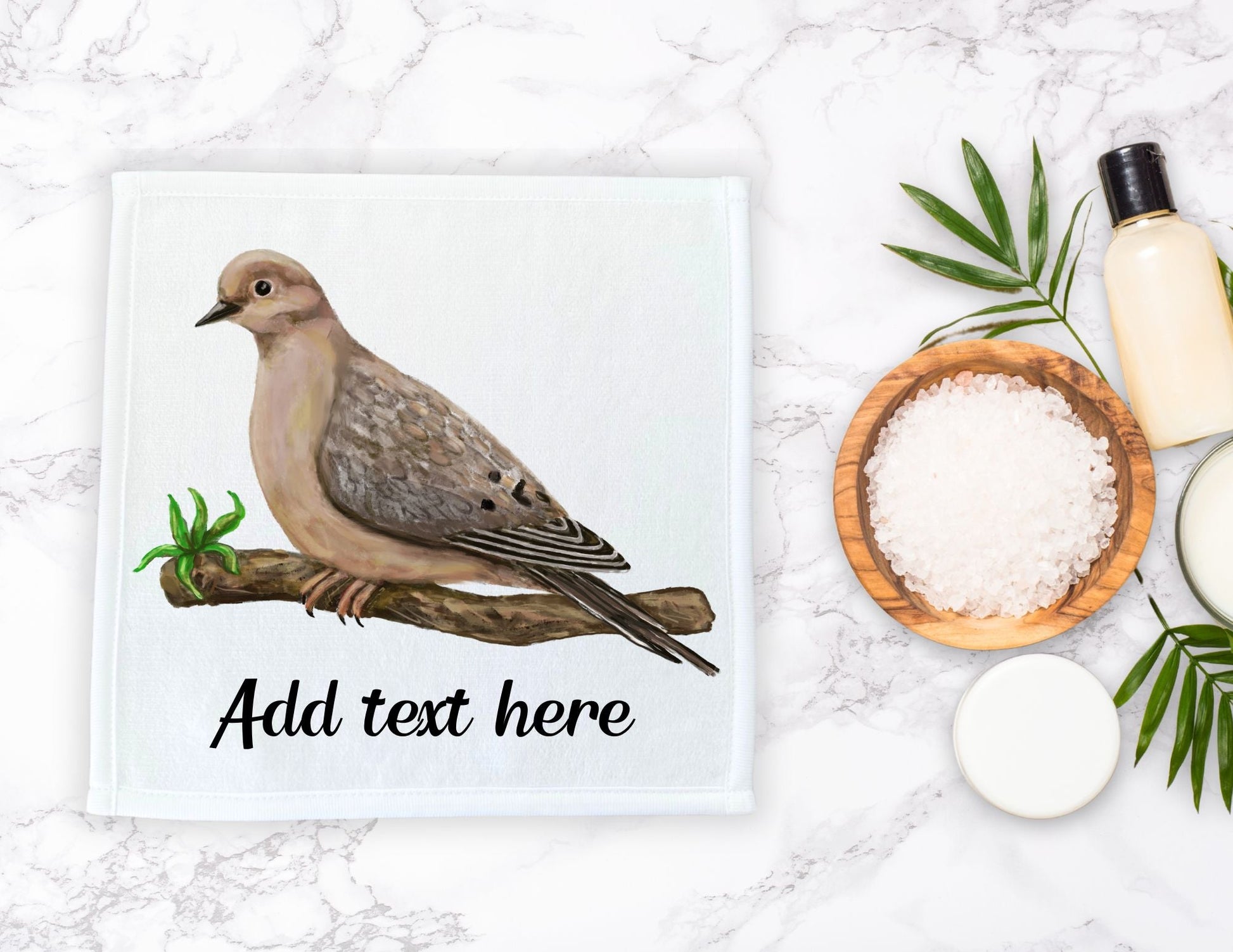 Mourning Dove Bird Washcloth - MerikaArt