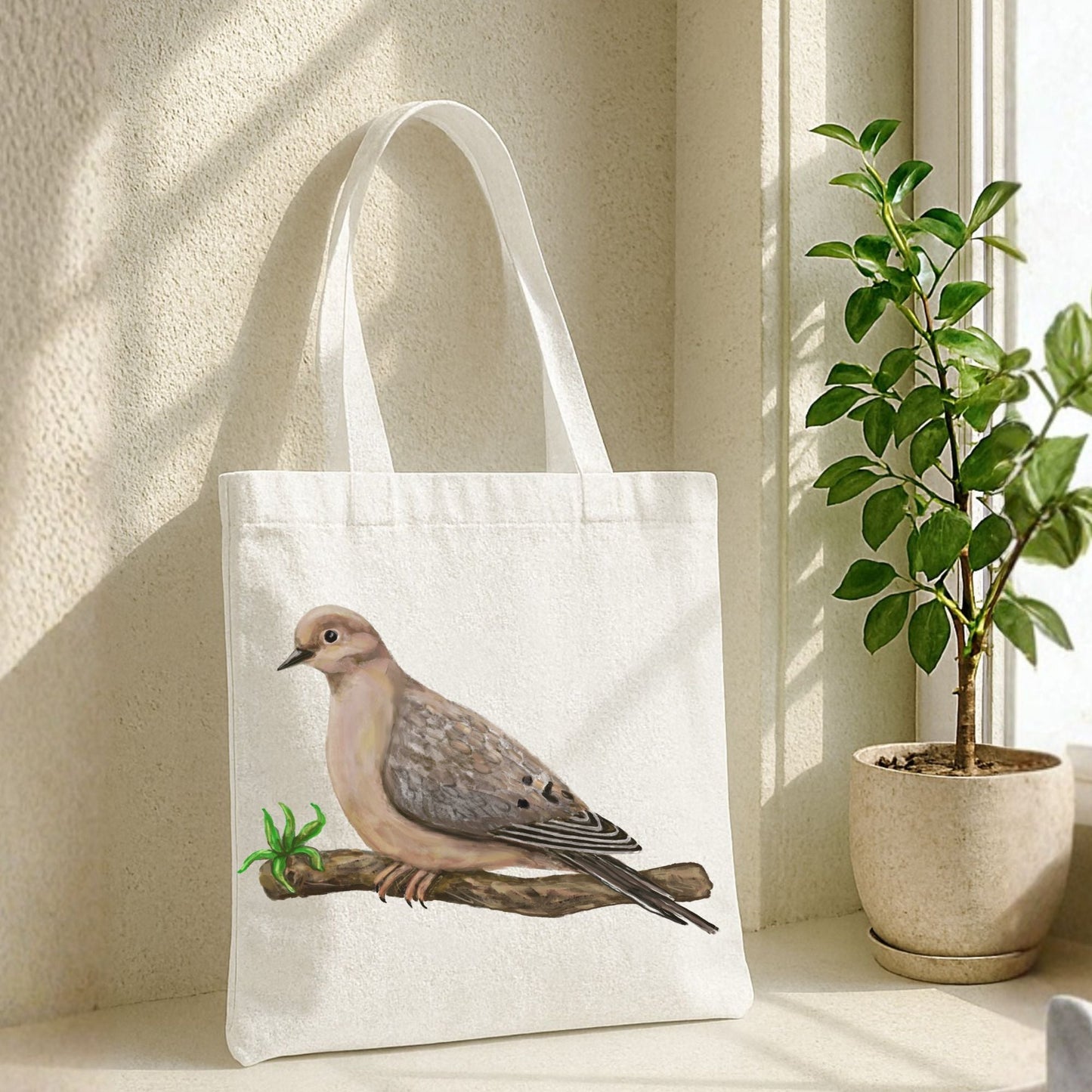 Mourning Dove Canvas Tote Bag - MerikaArt