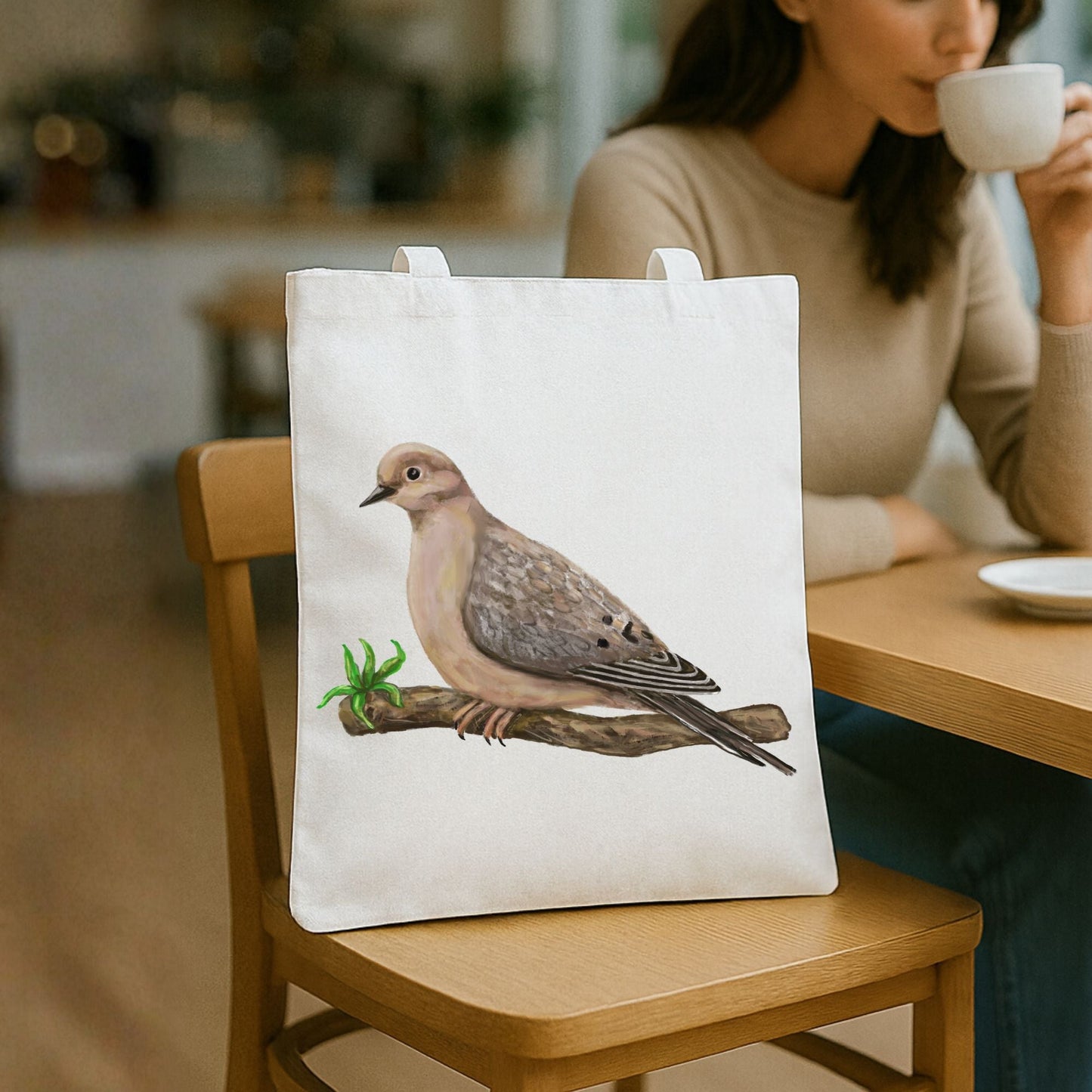 Mourning Dove Canvas Tote Bag - MerikaArt