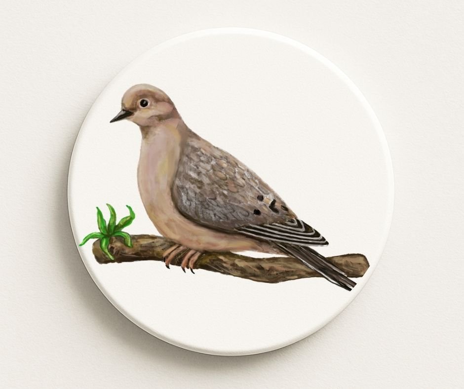 Mourning Dove Ceramic Coaster - MerikaArt