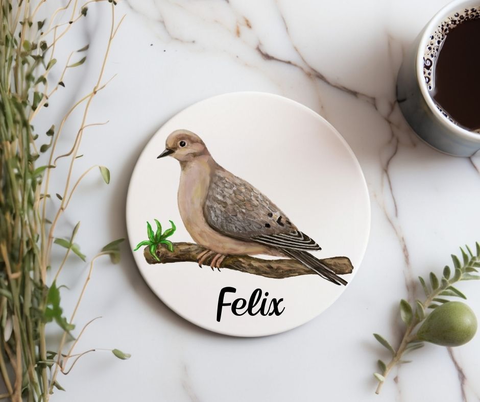 Mourning Dove Ceramic Coaster - MerikaArt